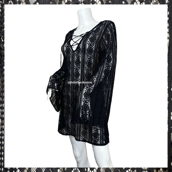 PilyQ Swimwear Midnight Ariana Lace Tunic XS/S $144 - Picture 7 of 16
